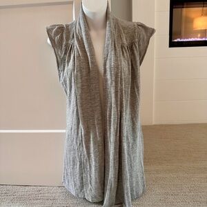 LINQ Los Angeles Cotton Flowy Vest with Silk Trim at Sleeve Ruffle M